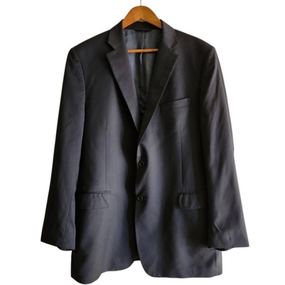 Saks Fifth Avenue Ermenegildo Zegna Wool Silk Blazer Men Size 44 Navy Blue - Picture 1 of 14